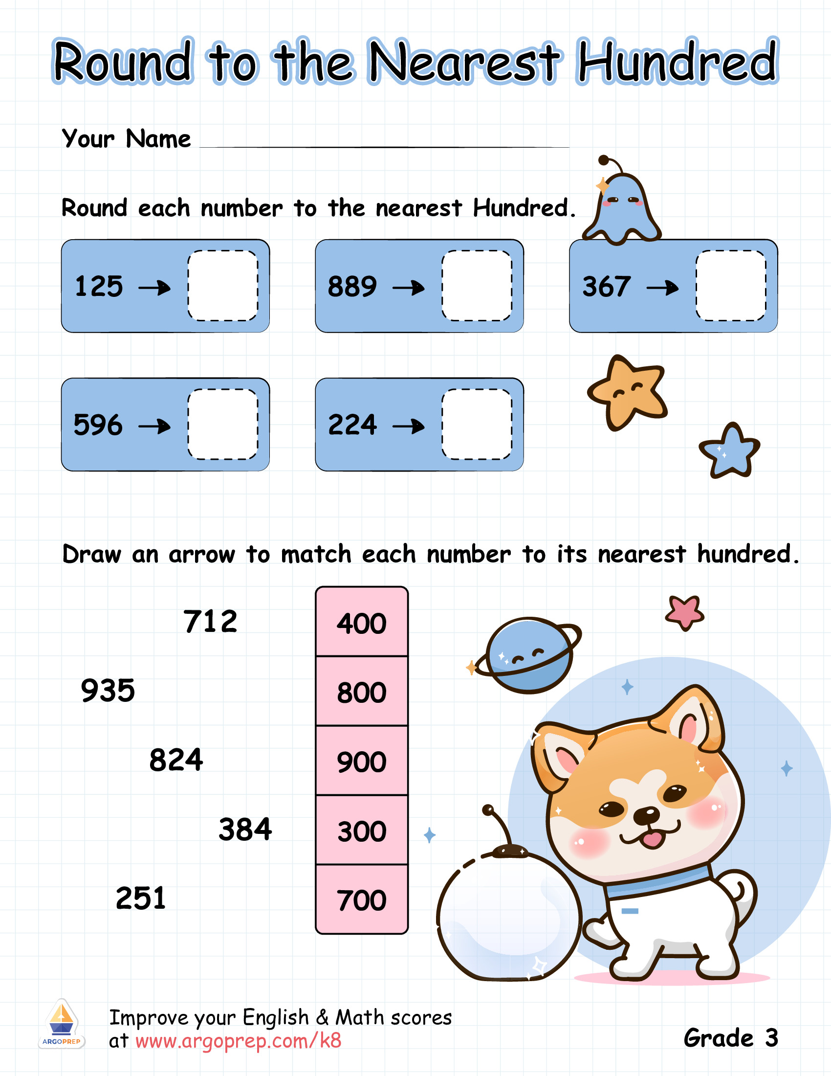 Astro Cat Rounds to the Nearest Hundred