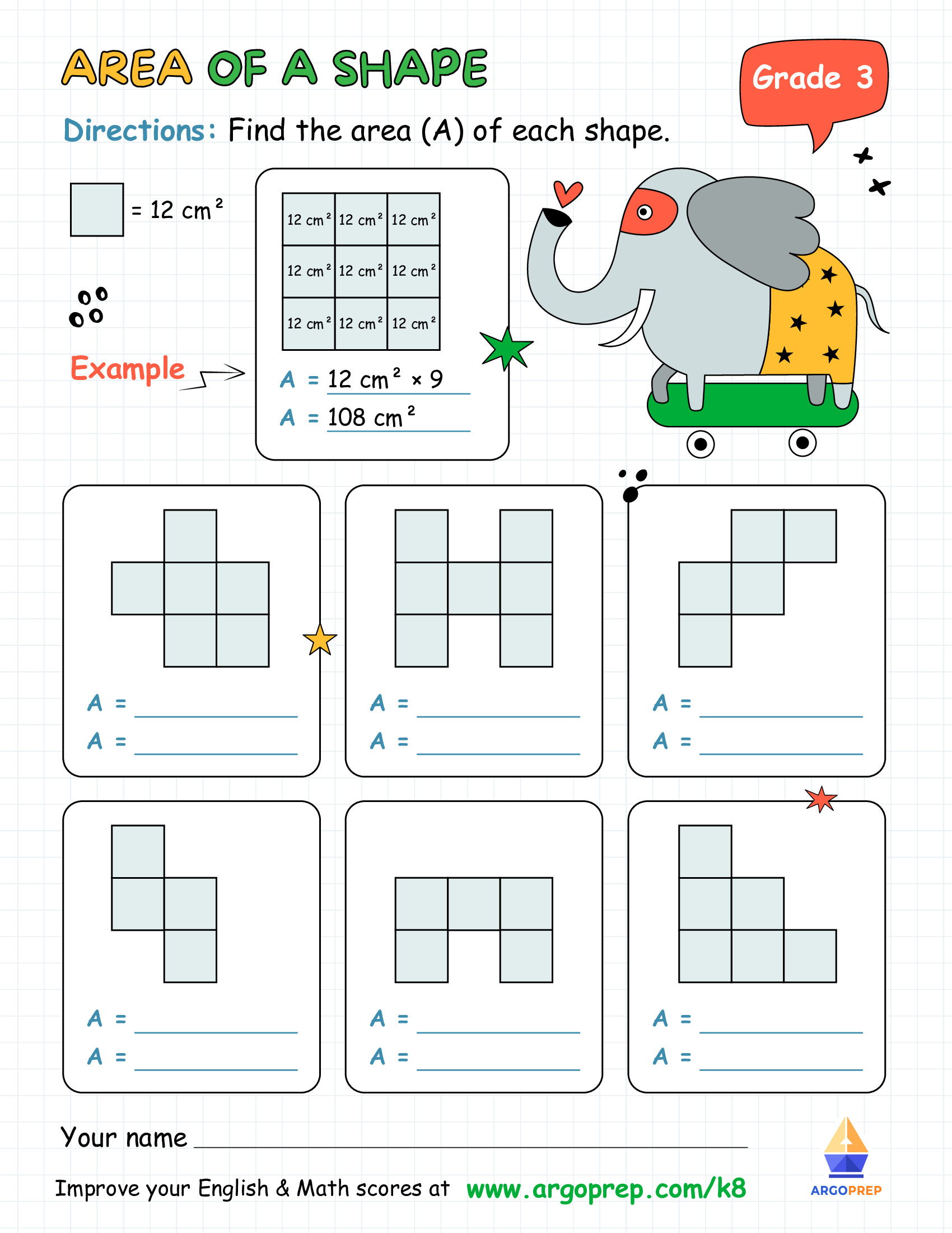 Area of 2D Shapes with Quantum Elephant