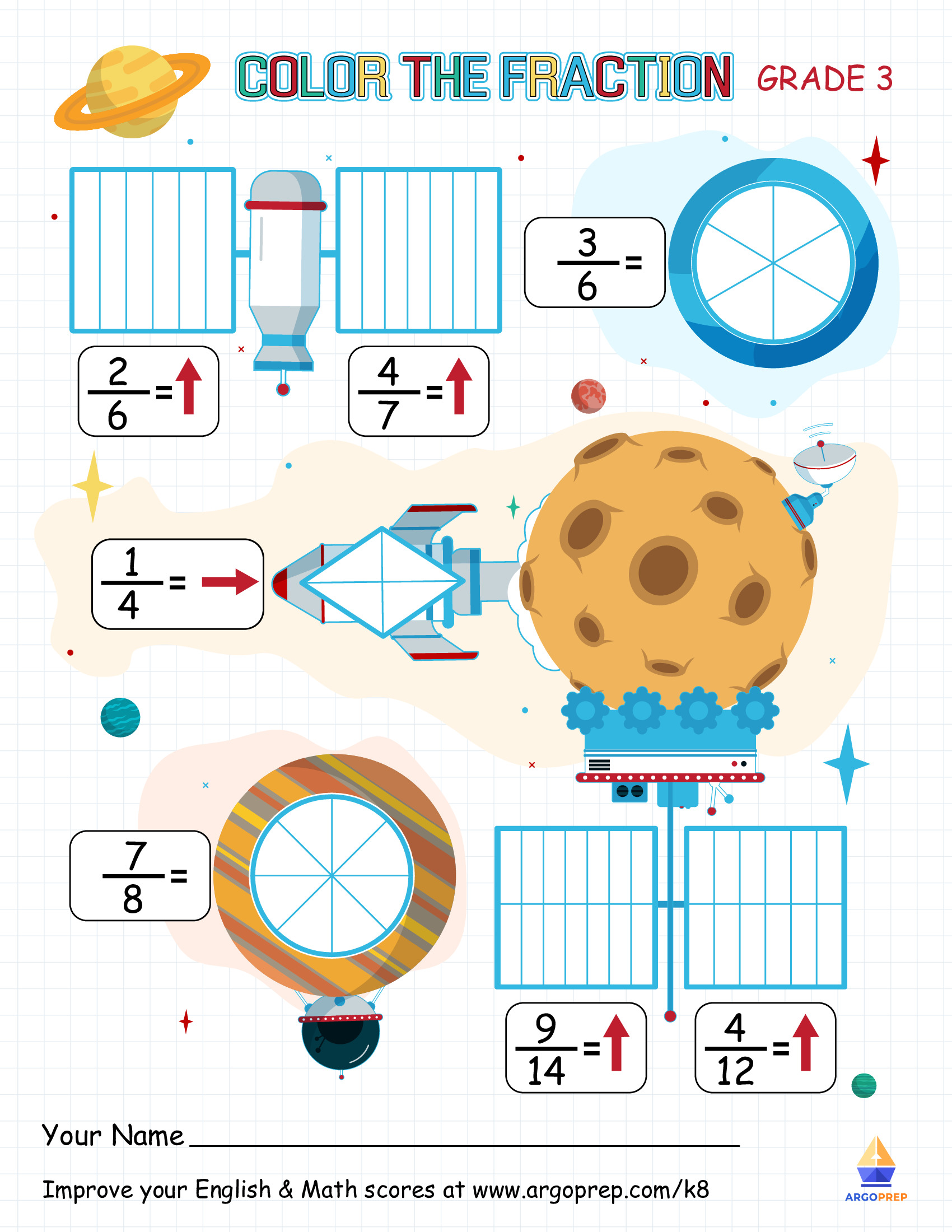 Color the Fractions-Mission: Jupiter