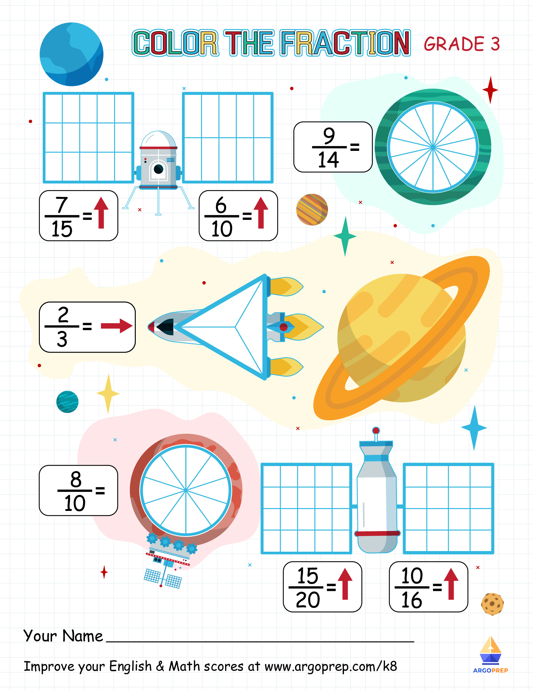 Space Fraction Fun - Mission: Saturn