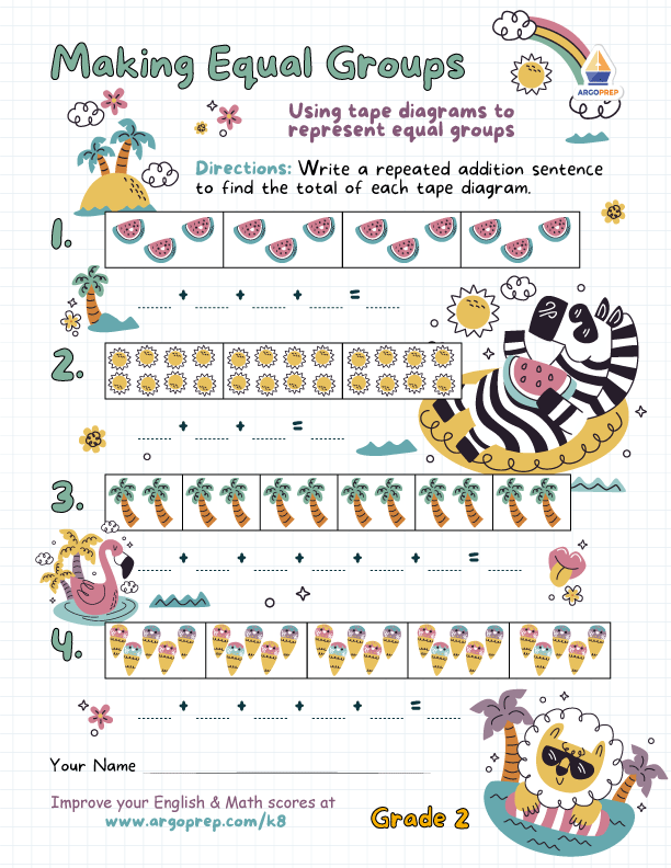 Zoo Animals' Day at the Repeated Addition Beach