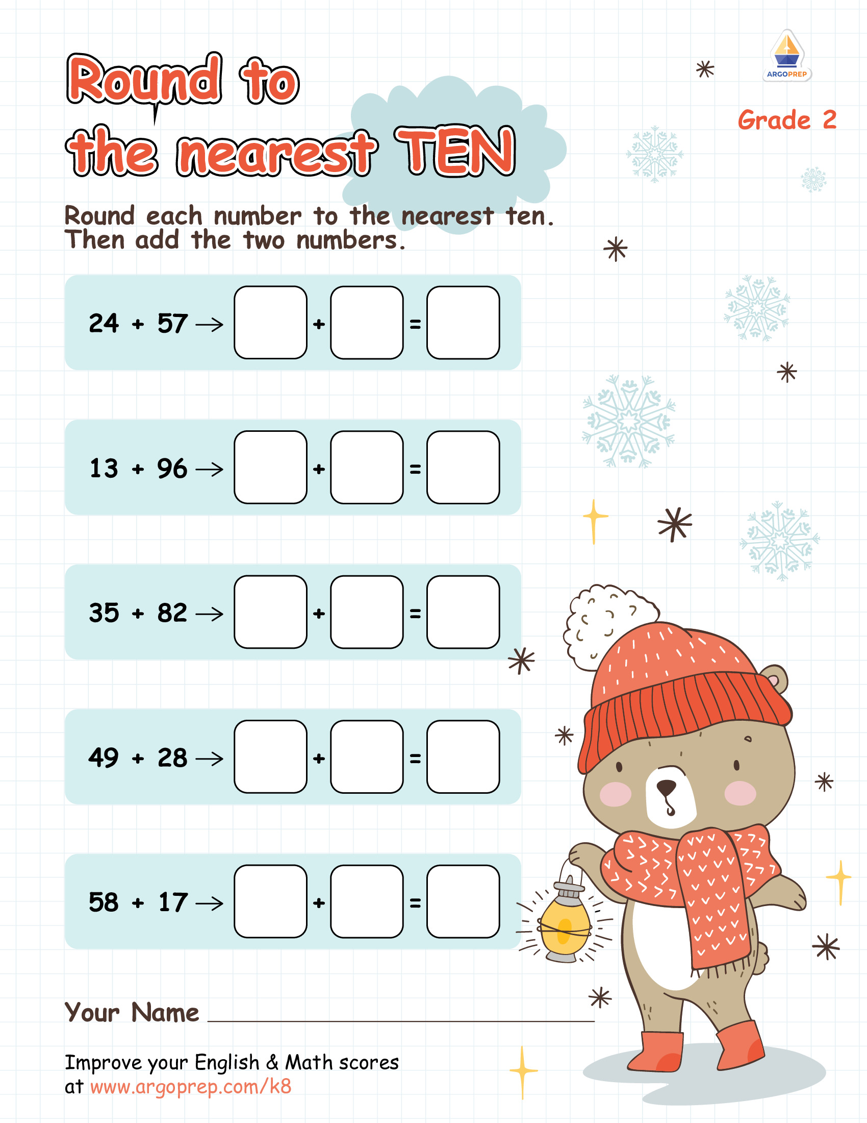 Winter Bear Rounds to the Nearest Ten