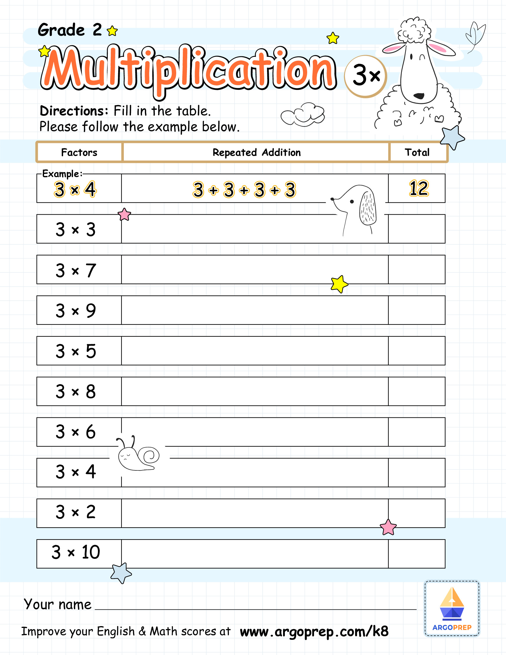Sal the Sheep Multiplies by 3