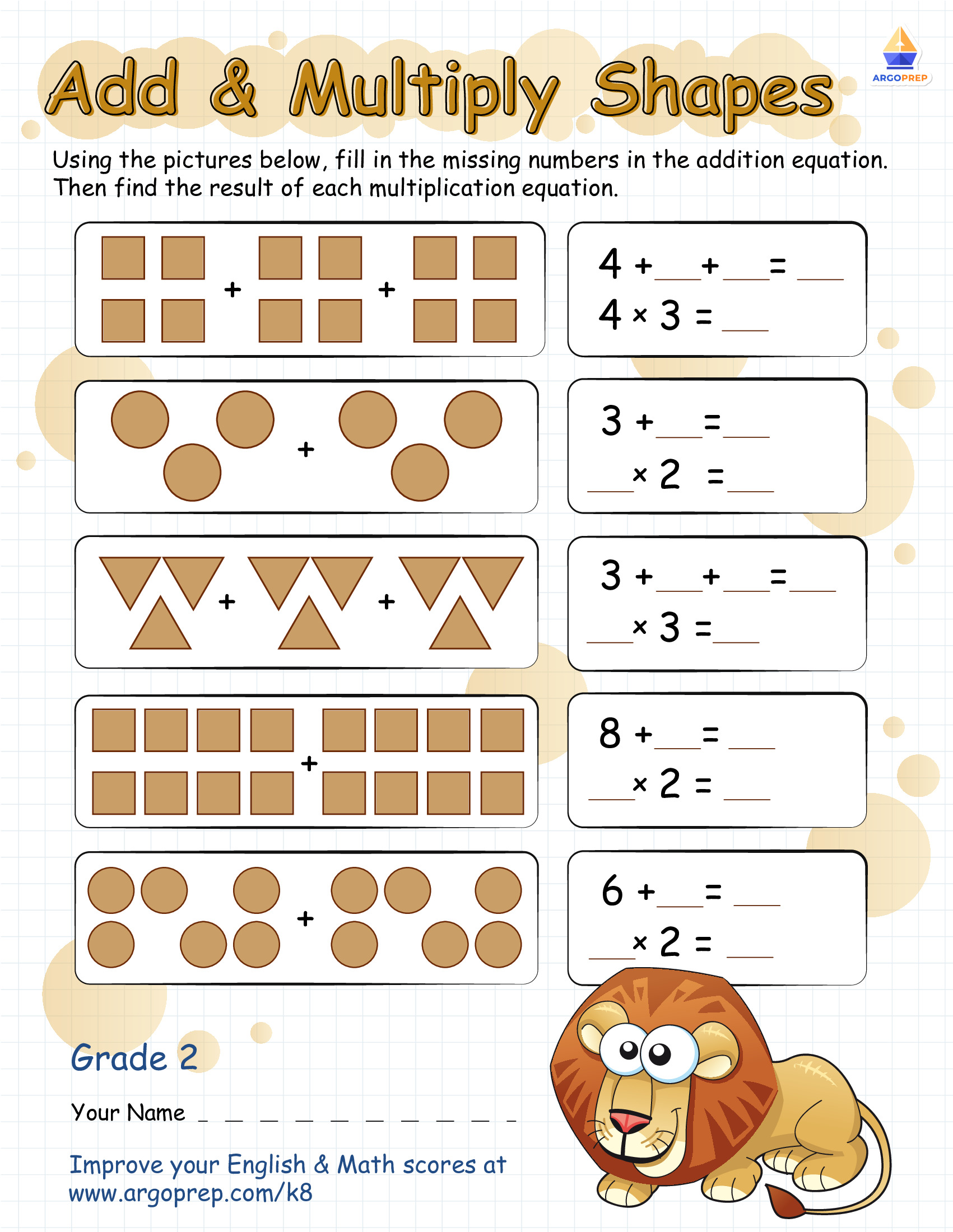 Adding & Multiplying Shapes with Lincoln Lion