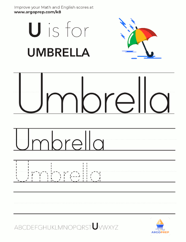 Trace the word “Umbrella”