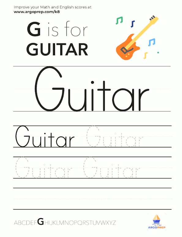 Trace the word “Guitar”