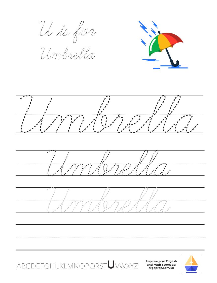 Cursive U is for Umbrella